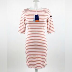 NWT Saint James Women's Propriano ll Coral and White Striped Midi Dress Anti-UV